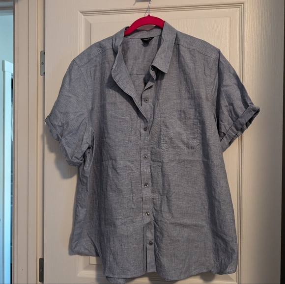 Eddie Bauer women's short sleeve chambray blouse - Picture 1 of 3